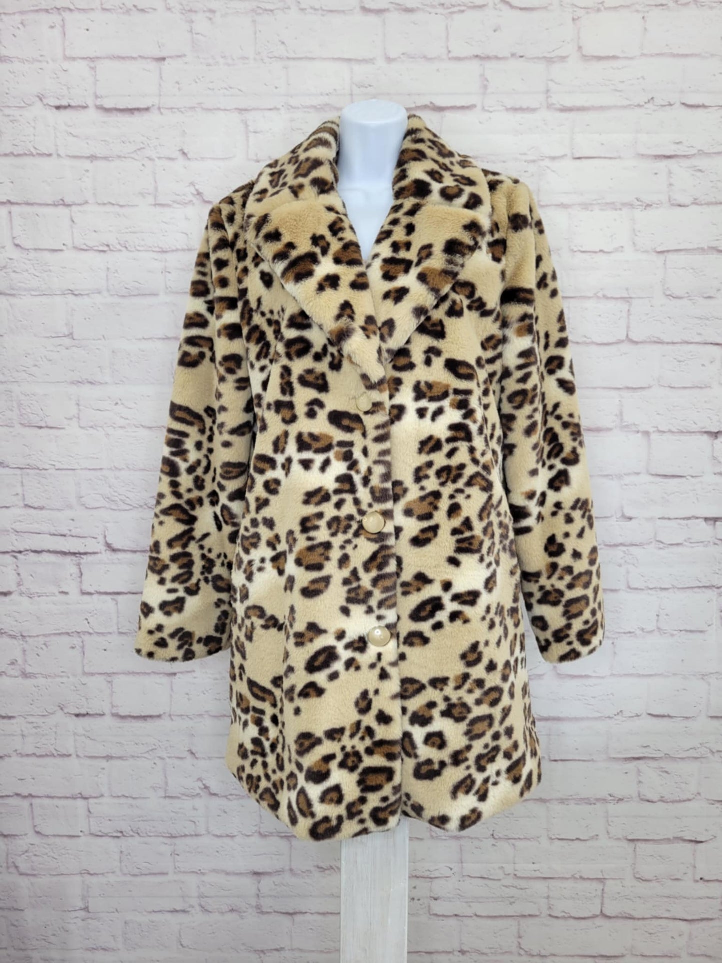 XSMALL CHEETAH A625247 Dennis Basso 30th Anniversary Faux Fur Coat