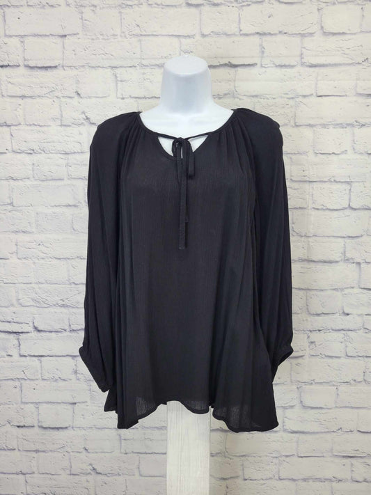 XXSMALL BLACK A399747 Laurie Felt Soft Gauze Woven Blouse