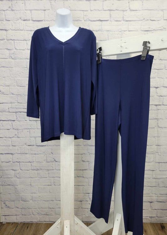 XXS NAVY A518207 Attitudes by Renee Petite Como Jersey 3Pc tunic, tank, and pant