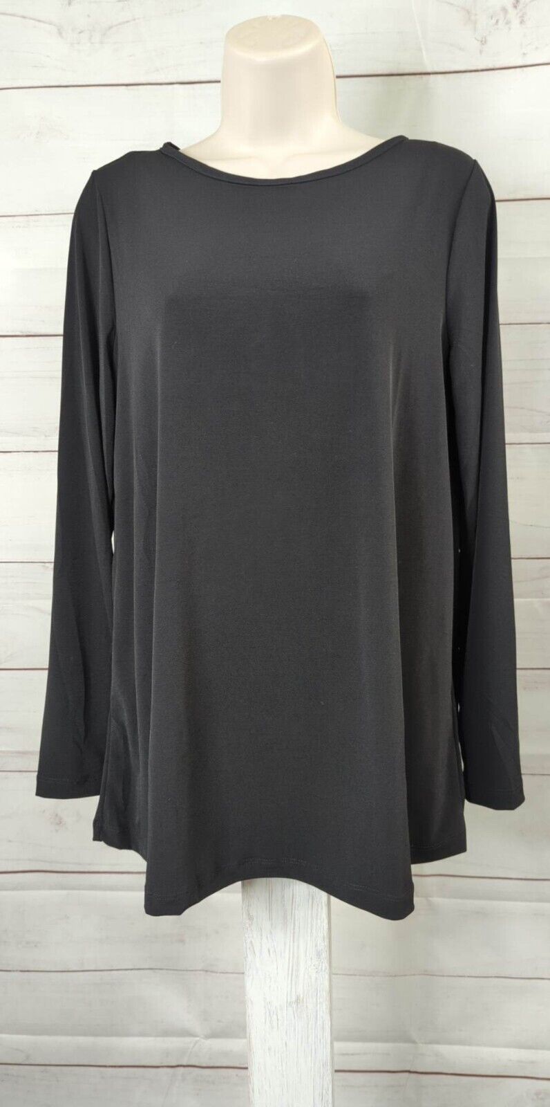 SMALL BLACK A547189 Susan Graver Modern Essentials Reg Liquid Knit Tunic