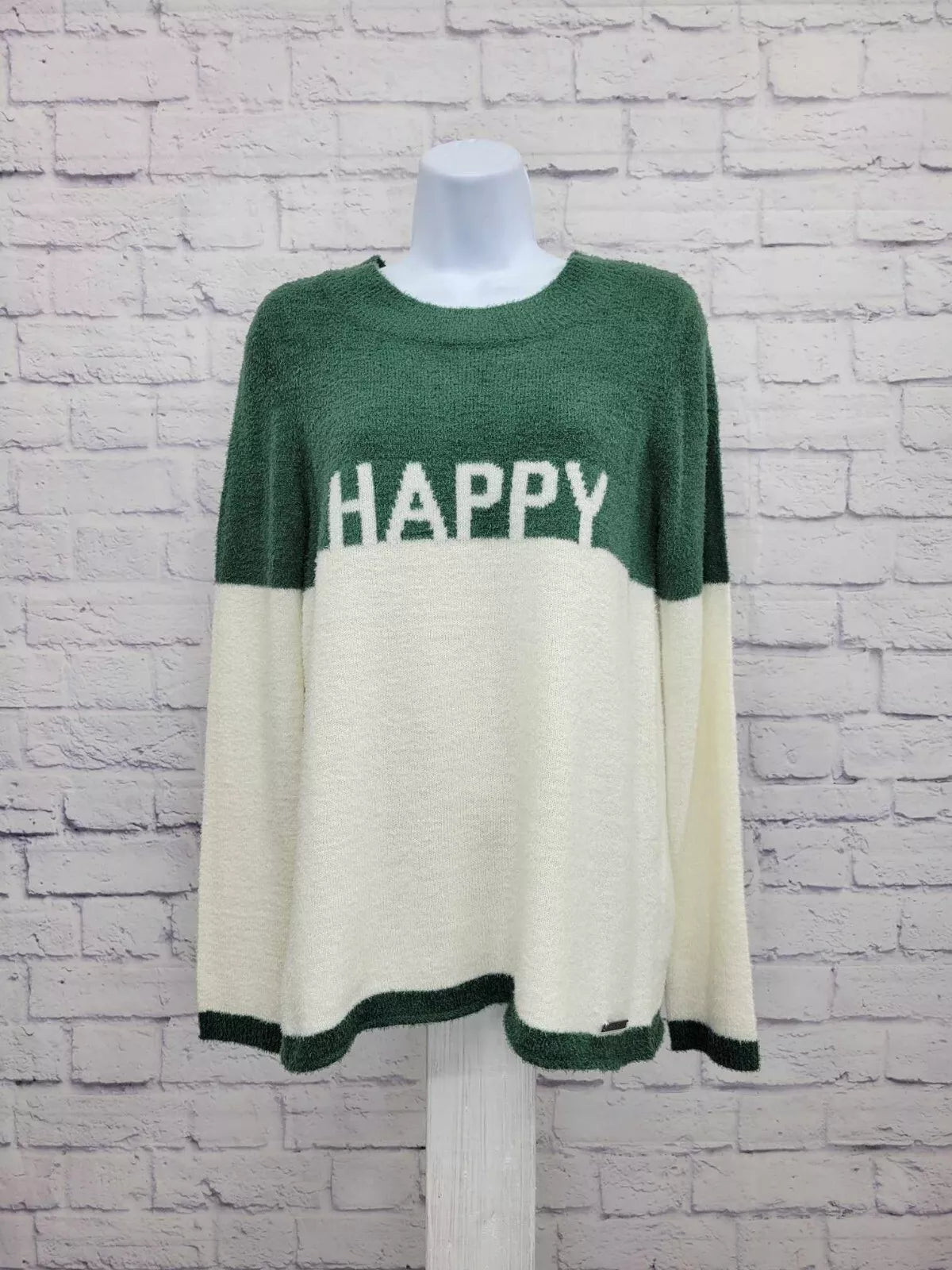 XXSMALL GREEN A625865 Peace Love World Chenille Affirmation Sweater