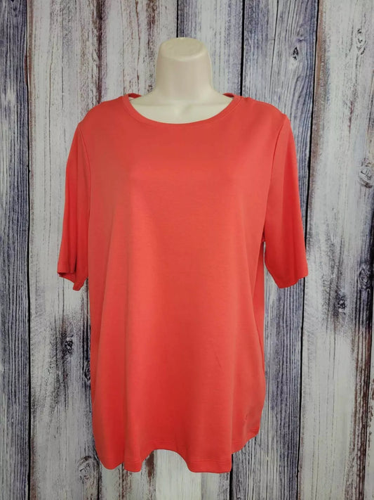 MEDIUM TROPICAL RED A378534 Isaac Mizrahi Live! Essentials Pima Cotton Wide Slv