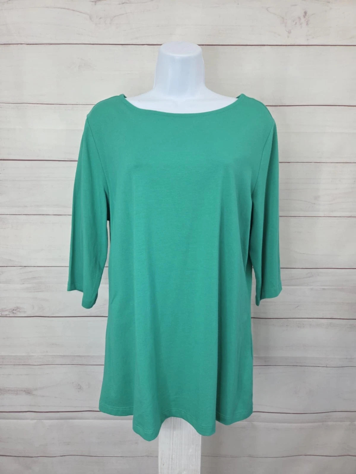 MEDIUM JADE A565674 Denim & Co. Essentials Favorite Jersey Boat Neck Knit Top
