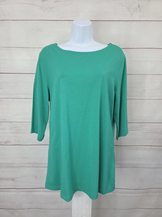 MEDIUM JADE A565674 Denim & Co. Essentials Favorite Jersey Boat Neck Knit Top