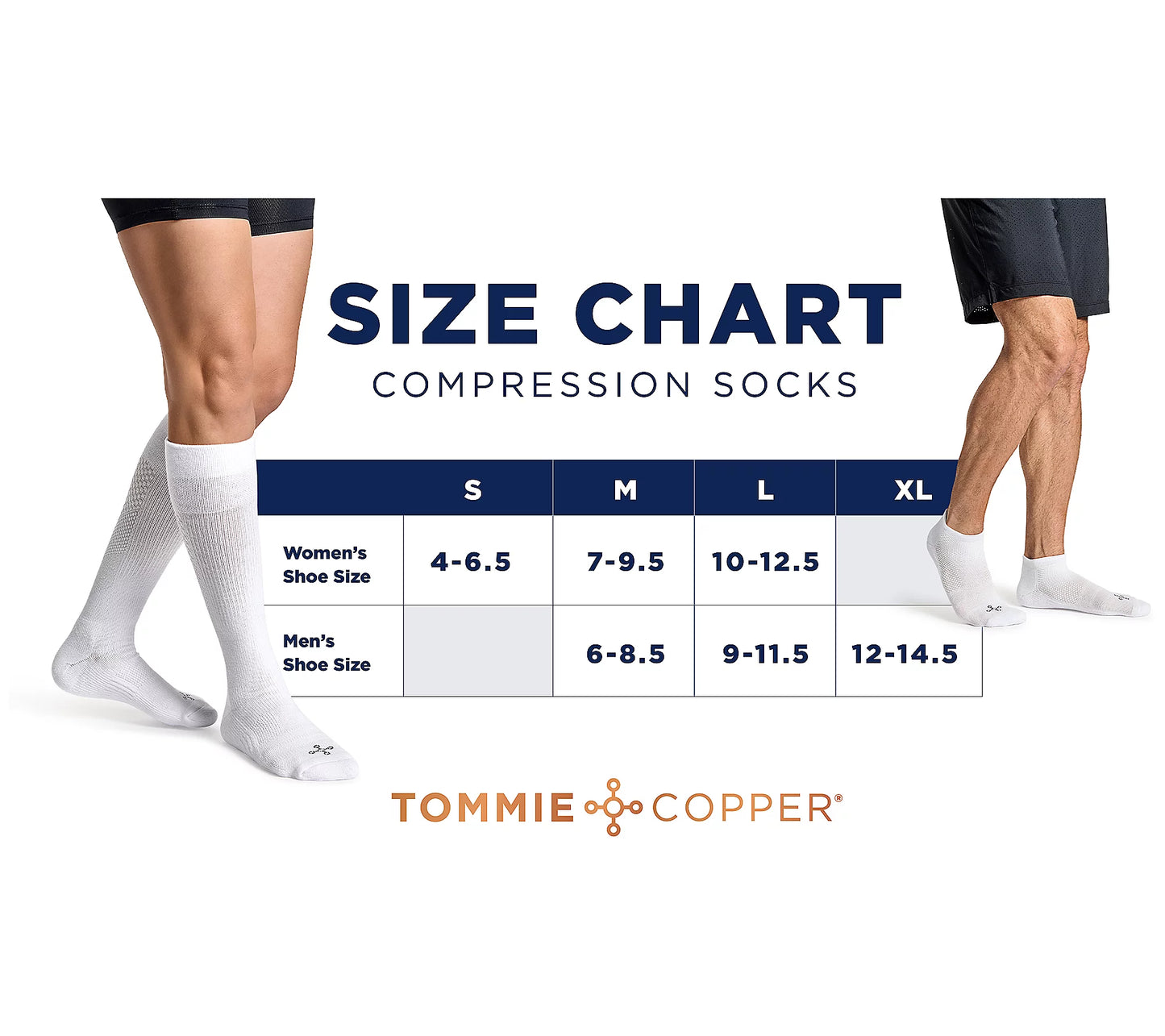 BLUE V56032 Tommie Copper S/4 EcoWick Ankle Compression Socks (MULTIPLE SIZES AVAILABLE)