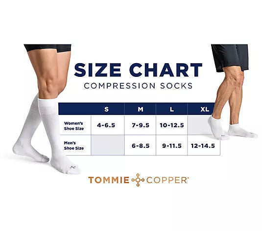 SMALL GREY (BASIC) V56034 Tommie Copper S/5 EcoWick Wide Over the Calf Compression Socks