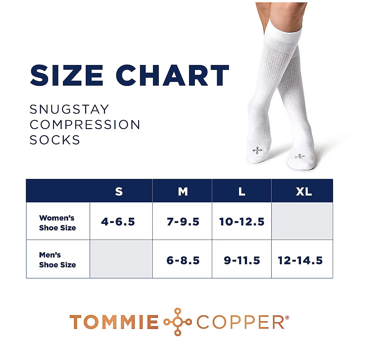 BASIC V56832 Tommie Copper 6pk SnugStay OTC Compression Socks (MULTIPLE SIZES AVAILABLE)