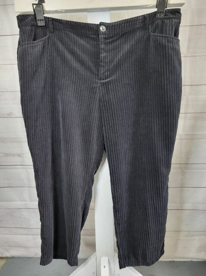 24WP BLACK A387870 Susan Graver Petite Corduroy Straight Leg Pants