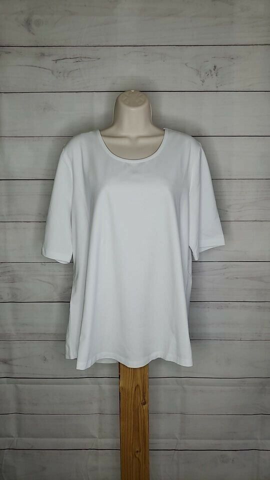 LARGE WHITE A453961 Denim & Co. Perfect Jersey Elbow Sleeve Top