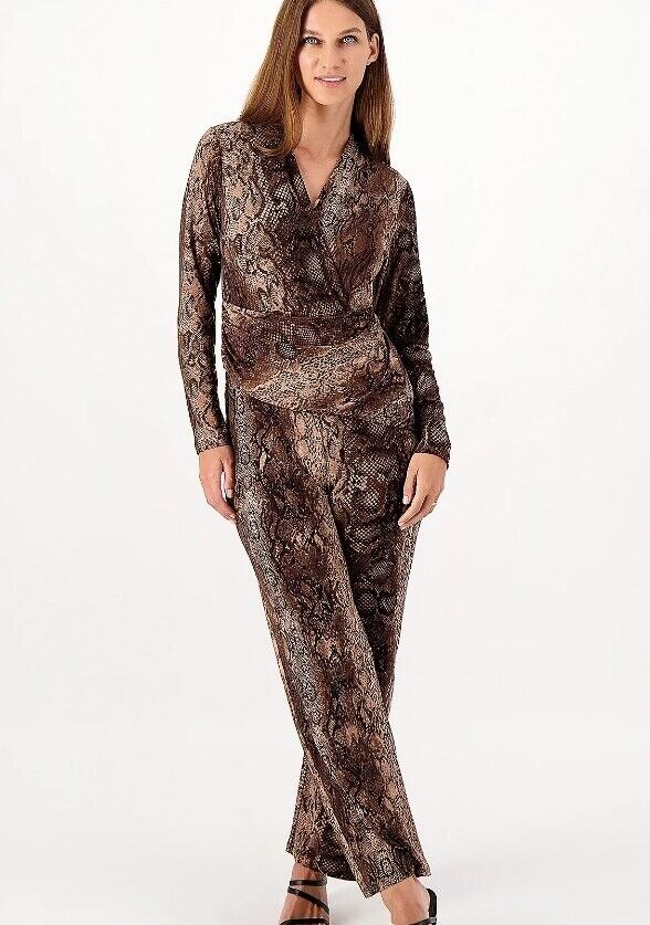 SMALL TALL WILD CHOC A518221 Attitudes by Renee Como Jersey Mock Wrap Waist Jumpsuit