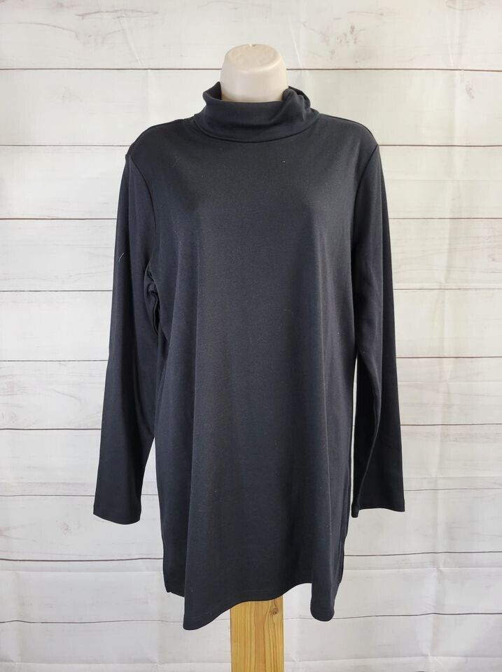 SMALL BLACK A389033 Denim & Co. Essentials Interlock Turtle Neck Tunic