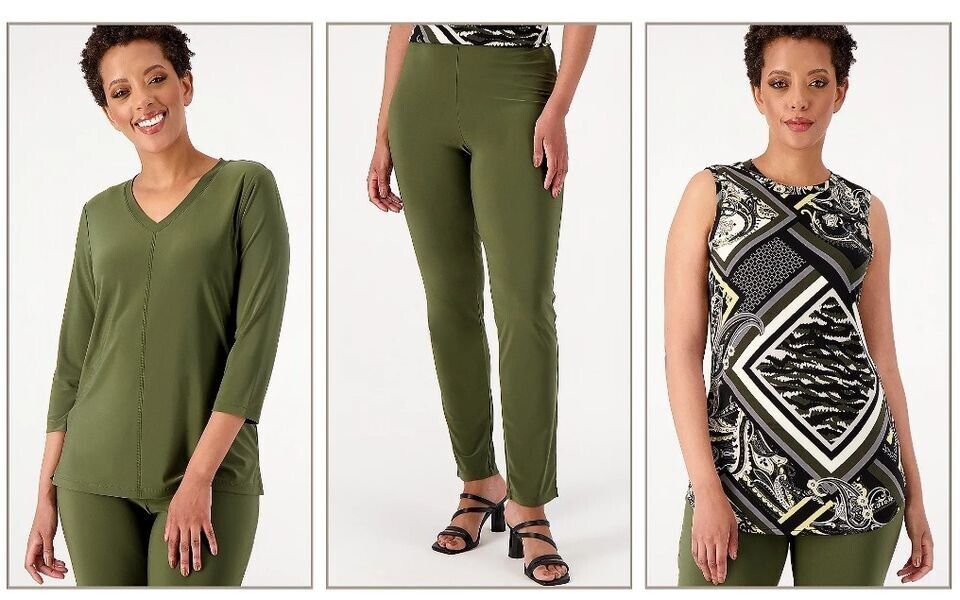 XSM OLIVE A518208 Attitudes by Renee TALL Como Jersey 3Pc Wardrobe Warrior Set