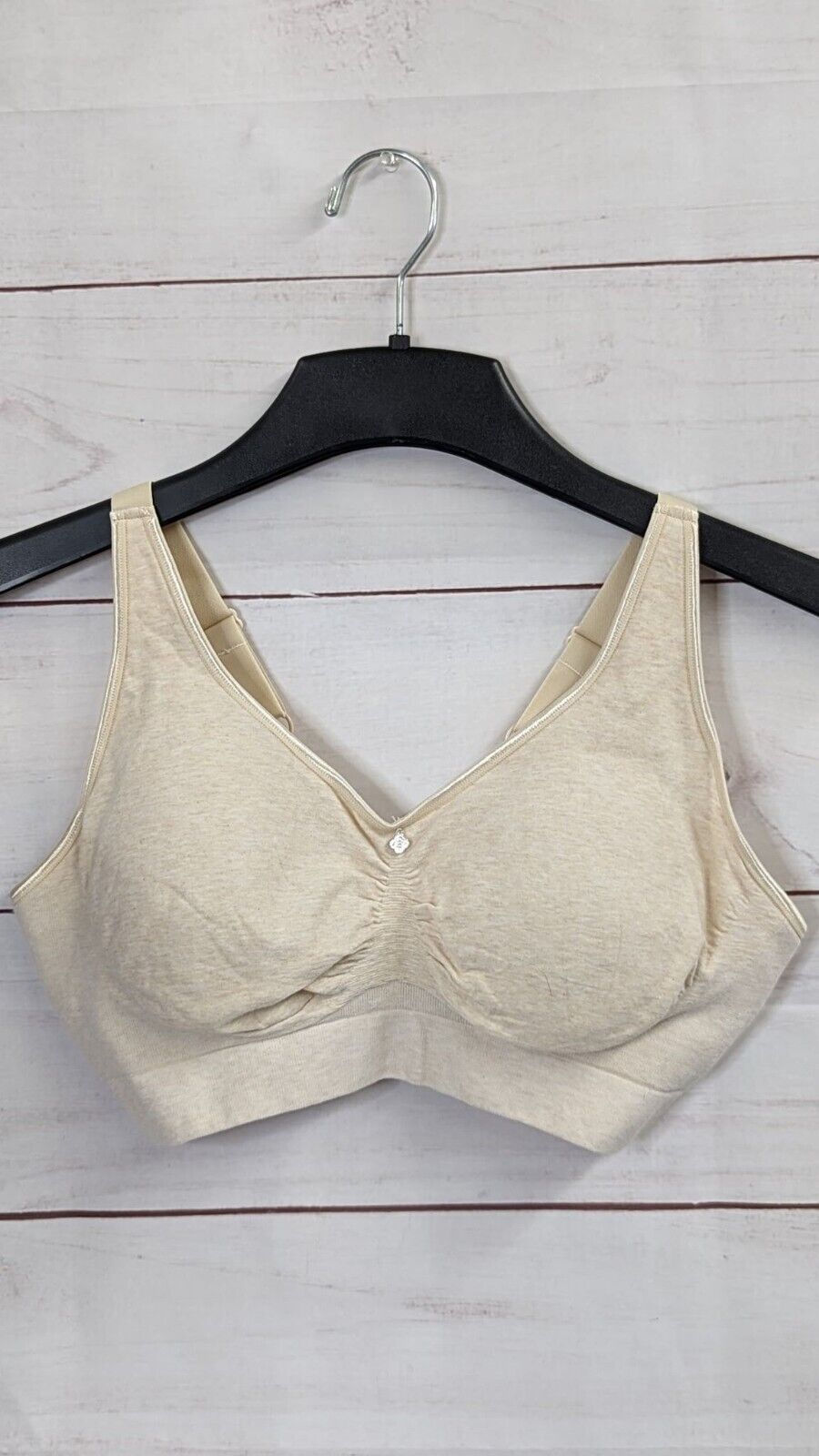 SMALL OAT A393516 Breezies Seamless Cotton Wirefree Lounge Bra w/Removable Pads