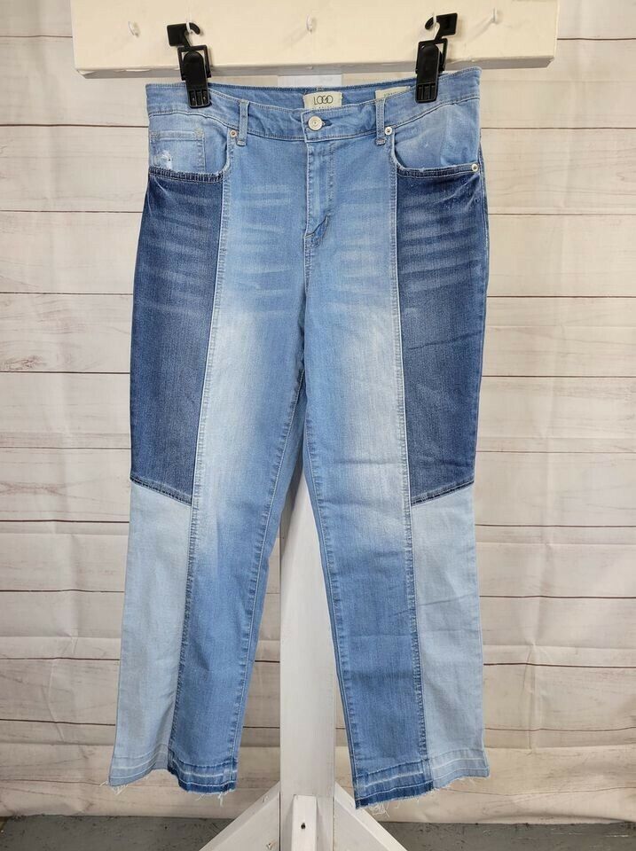 2R INDIGO A455186 LOGO by Lori Goldstein Regular Pieced Straight Leg Jeans