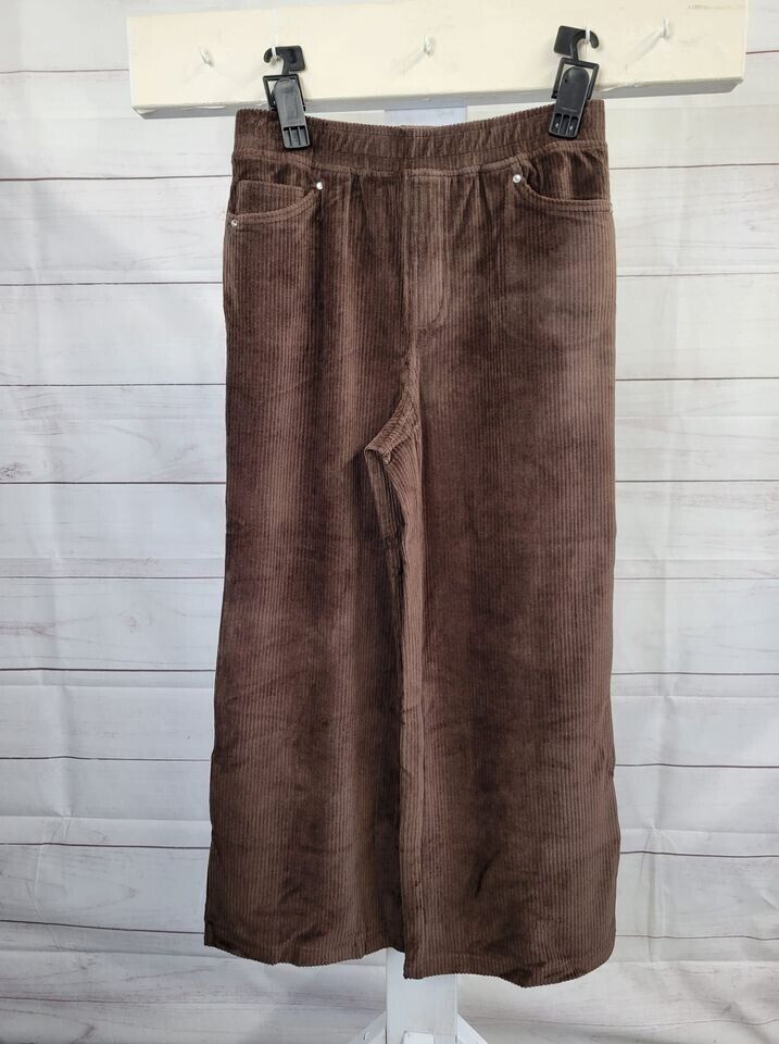 XSMALL ESPRESSO A522380 Quacker Factory Stretch Corduroy Pull-On Gaucho Pants