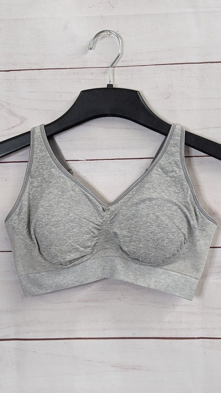 SMALL GREY A393516 Breezies Seamless Cotton Wirefree Lounge Bra w/Removable Pads