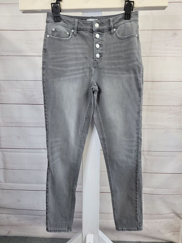 4R GREY A462096 Candace Cameron Bure Regular Button-Fly Skinny Jean