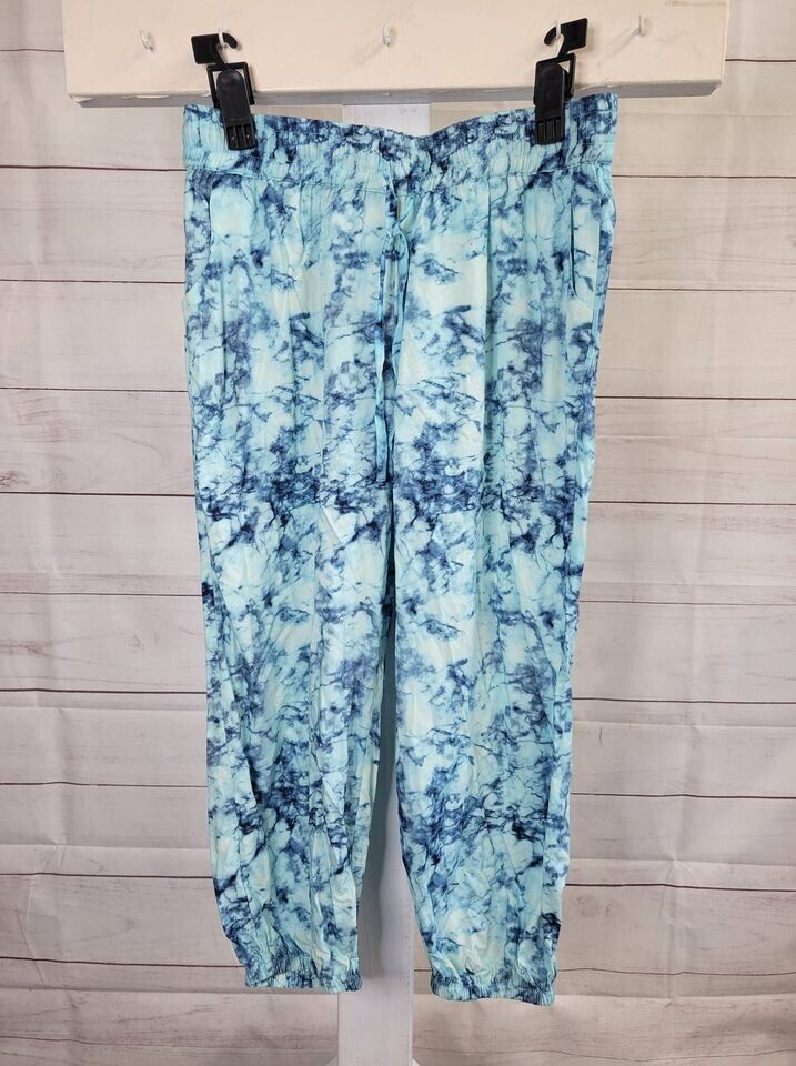 XSMALL BLUE A392860 Tolani Collection Regular Marble Crop Jogger Pants