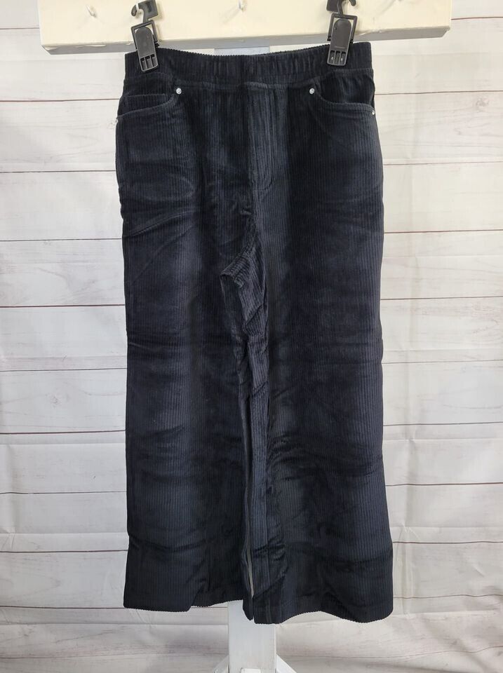 XSMALL BLACK A522380 Quacker Factory Stretch Corduroy Pull-On Gaucho Pants