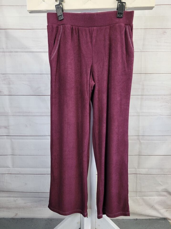 XSMALL PLUM A522790 LOGO Lounge by Lori Goldstein Regular Brushed Loop French Terry Pants