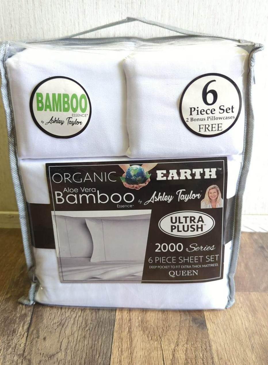 WHITE Queen Bamboo Sheet Set 6PC