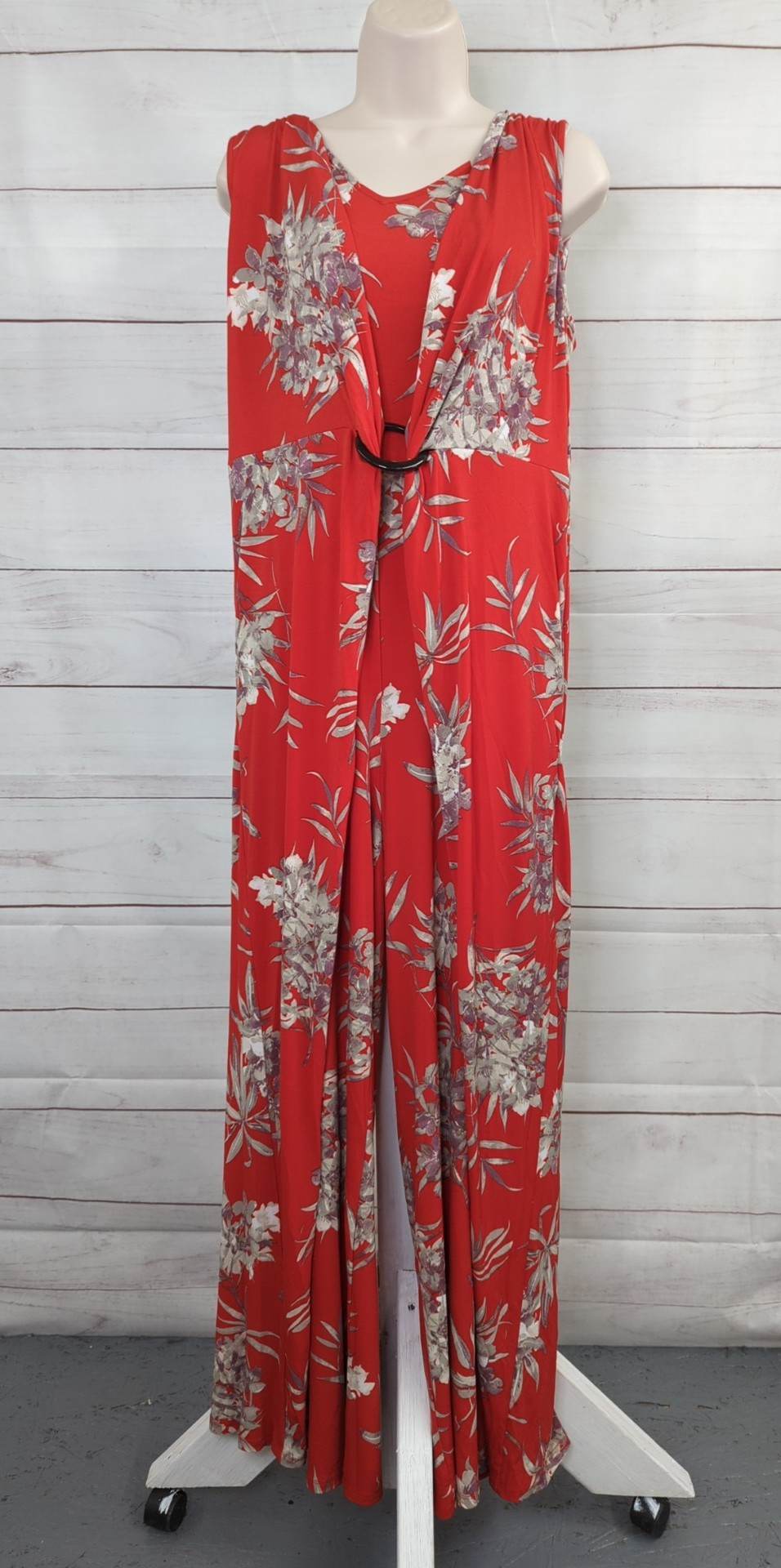 MEDIUM RED FLORAL A376424 G.I.L.I. Regular Jettsetter Knit Jumpsuit Knit Jumpsuit