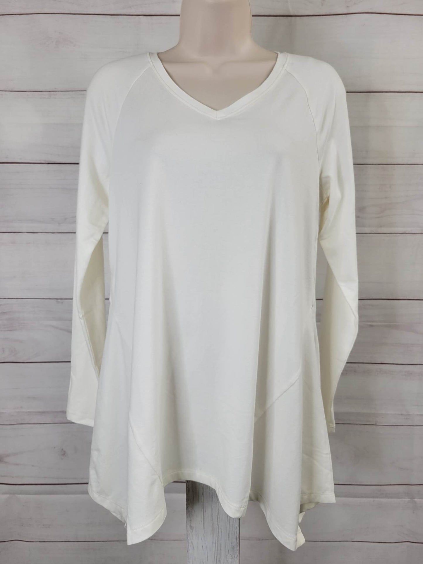XSMALL IVORY A390348 Isaac Mizrahi Live! Seamed Knit Top