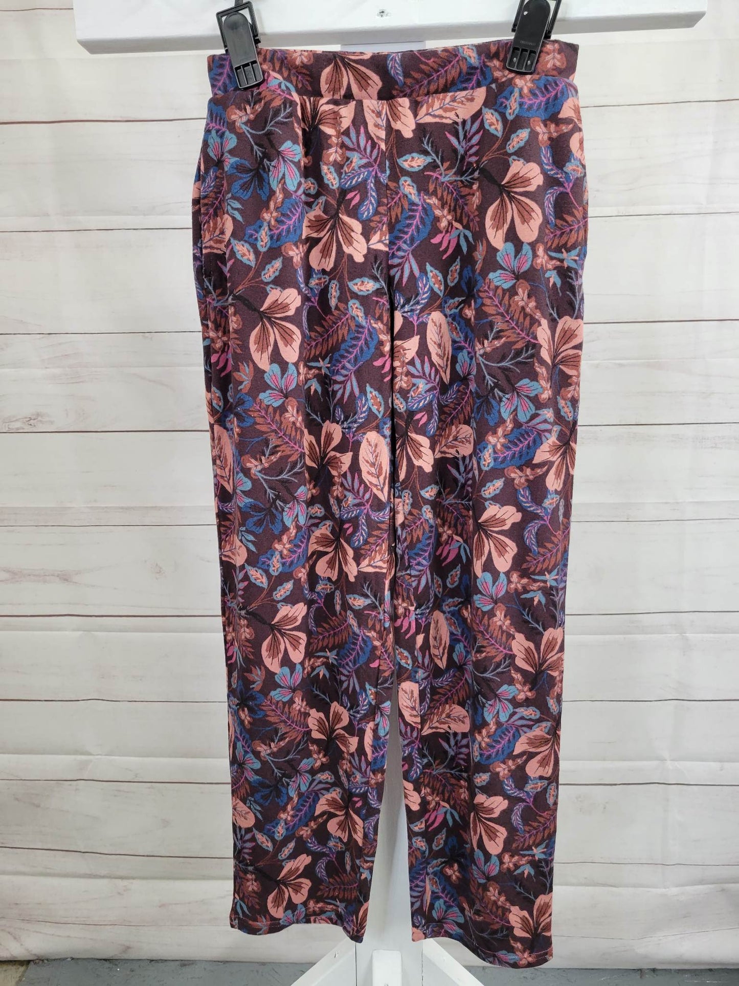 SMALL ORCHID FLORAL A518608 Stan Herman Luxe Sweater Knit Crew Neck Top and Relaxed Pant PJ Set