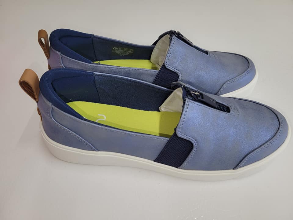 8.5M BLUE A468883 Ryka Pearlized Slip-Ons with Zipper - Vivvi Pearl