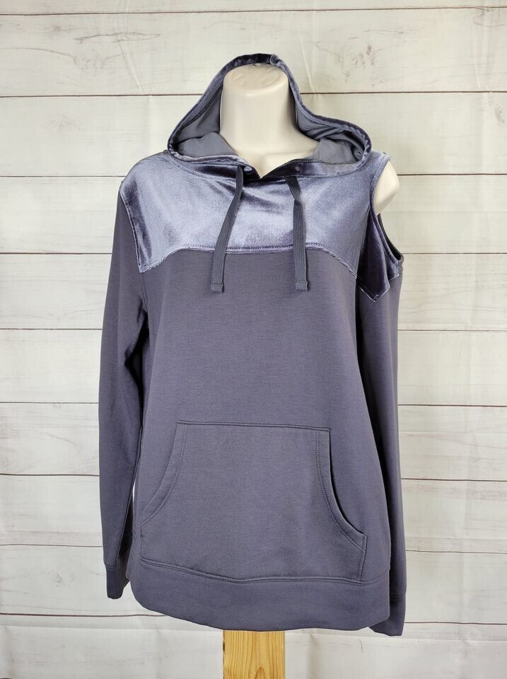 XXSMALL PEWTER A389041 All Worthy Hunter McGrady Mixed Media Velvet Hoodie