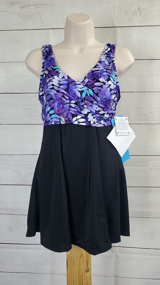 6 PURPLE A376261 Fit 4 U Wrap Swim Dress