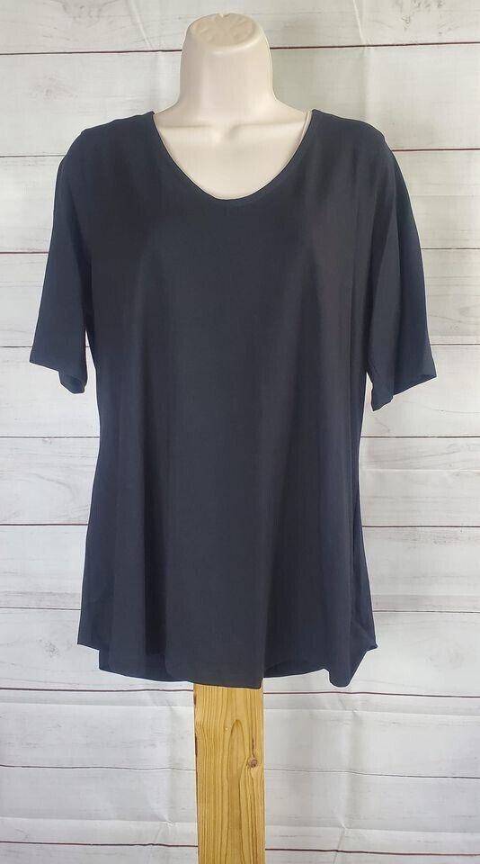 XXSMALL BLACK A393722 Susan Graver Weekend Essentials Comfy Cotton Top