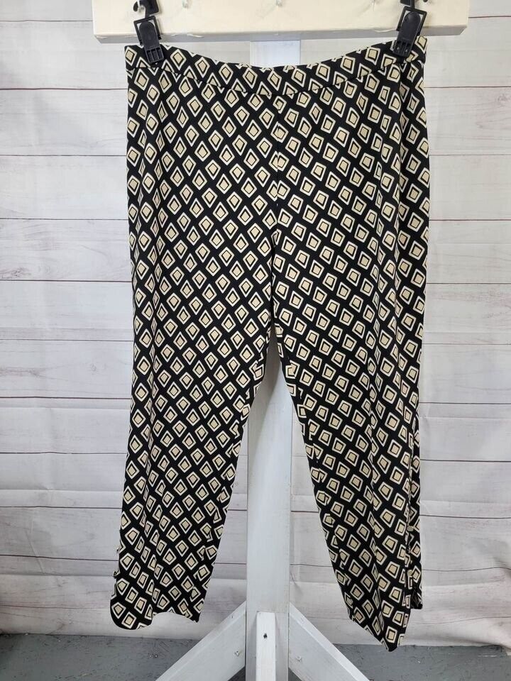 XXS NUETRAL A392458 Dennis Basso Luxe Crepe Printed Ankle Pants wButton Detail