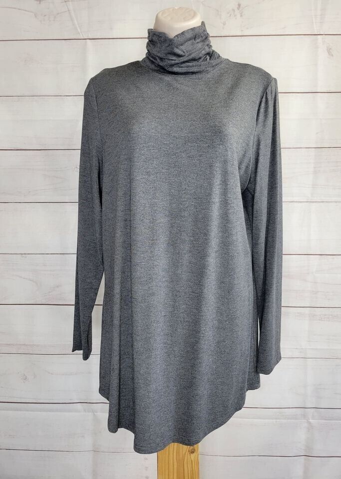 XXSMALL DK HTH GREY A388525 Belle by Kim Gravel Modal Spandex Ruched Turtleneck