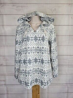 XXSMALL GREY A389072 Denim & Co. Printed Fleece Top with Hood